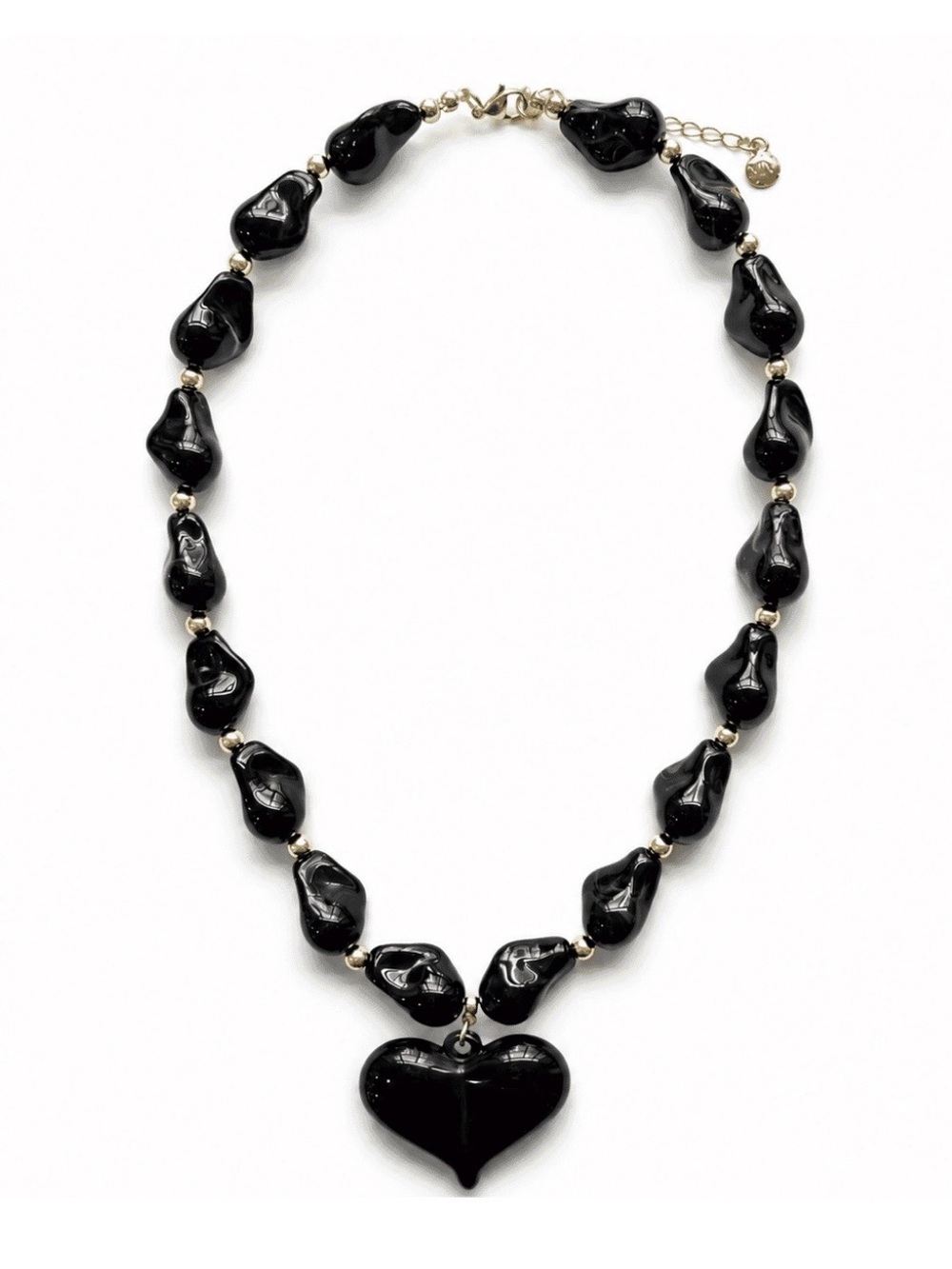 Noir Heart Beaded Necklace by Mayamar MM-01926